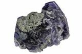 Deep Purple Fluorite Crystals with Quartz - China #124851-1